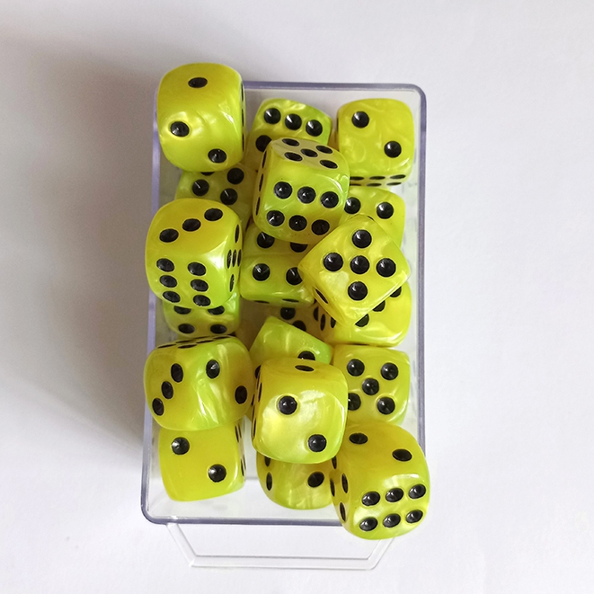 16mm Yellow Pearl Acrylic Rounded Dice Set (5-pieces)