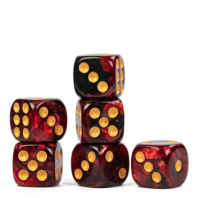 16mm Red Pearl Acrylic Rounded Dice Set (5-pieces)