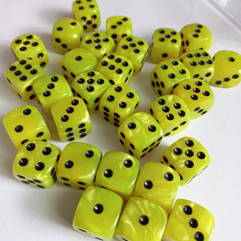 16mm Yellow Pearl Acrylic Rounded Dice Set (5-pieces)