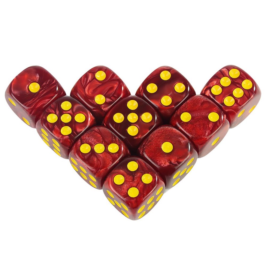 16mm Red Pearl Acrylic Rounded Dice Set (5-pieces)