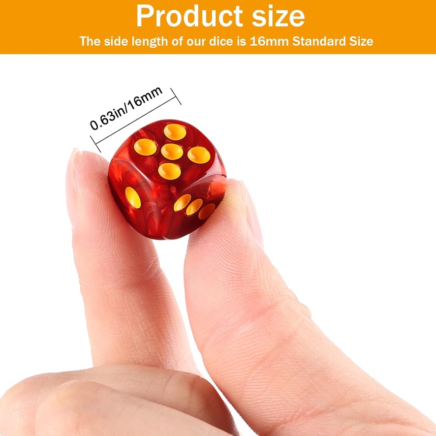 16mm Red Pearl Acrylic Rounded Dice Set (5-pieces)